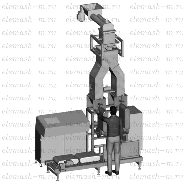 Semi-automatic double-head valve bags packing line for sodium hydroxide MR268 with the weight 25kg
