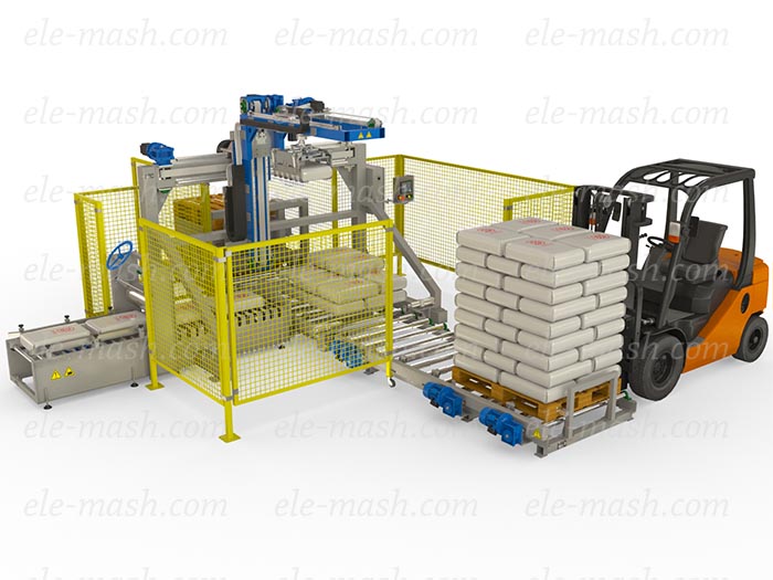 Palletizer with automatic feeding of pallet