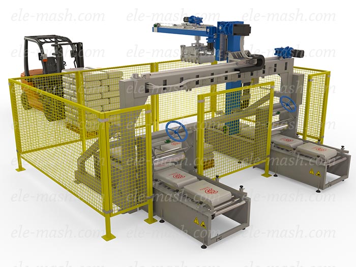Palletizer with two conveyors